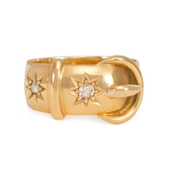 Antique gold and diamond garter ring, England