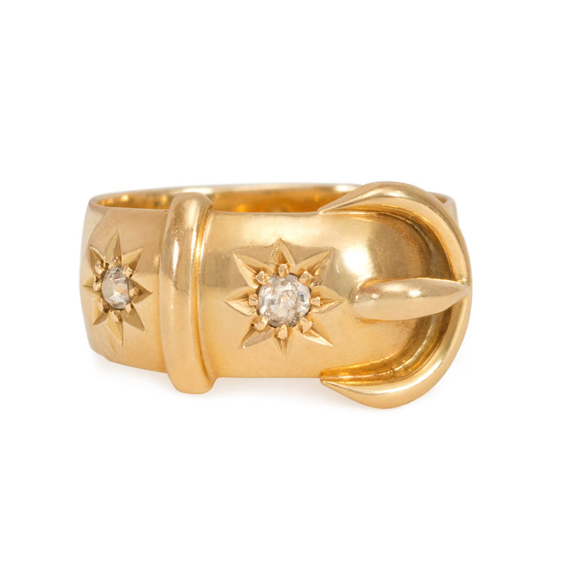 Antique gold and diamond garter ring, England