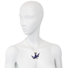 Antique enamel and diamond swallow brooch or pendant, France