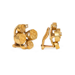 Gold and diamond mid-century earrings