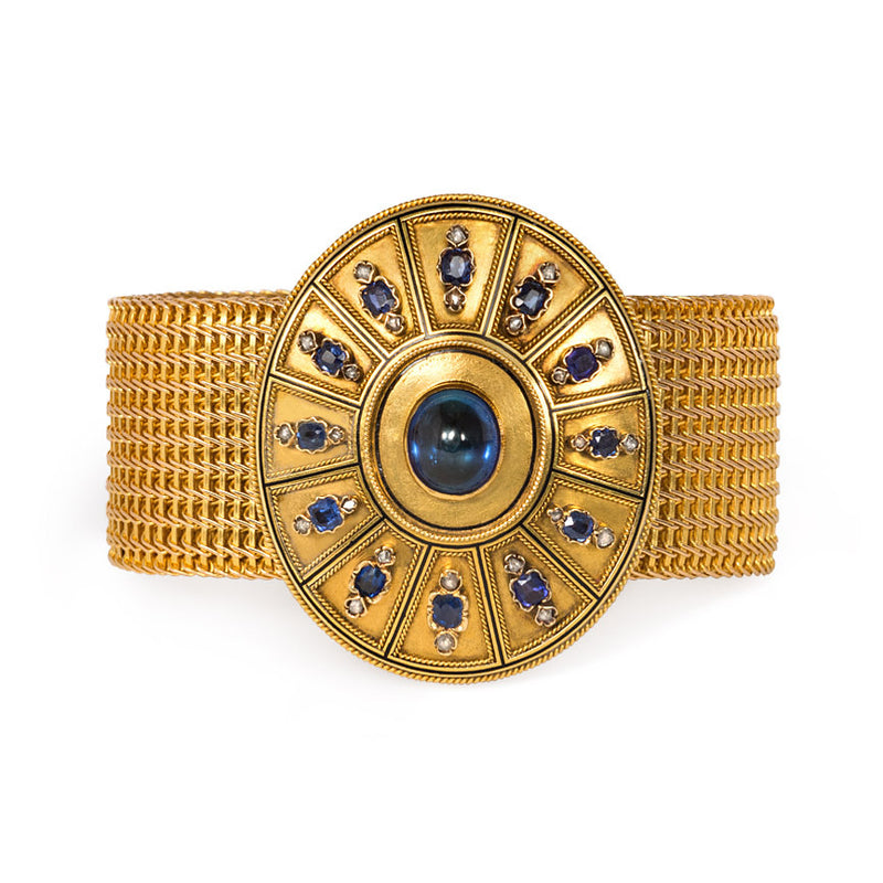 Antique French convertible gold and sapphire bracelet