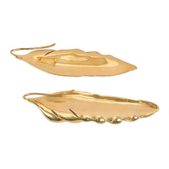 Gold feather earrings, Angela Cummings