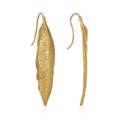 Gold feather earrings, Angela Cummings
