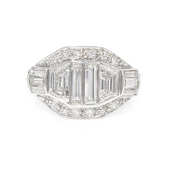 Art Deco trapezoid diamond ring