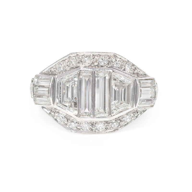 Art Deco trapezoid diamond ring
