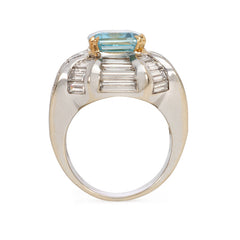Aquamarine and diamond cocktail ring