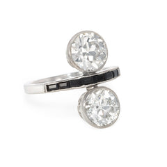 Art Deco two-stone diamond and onyx ring