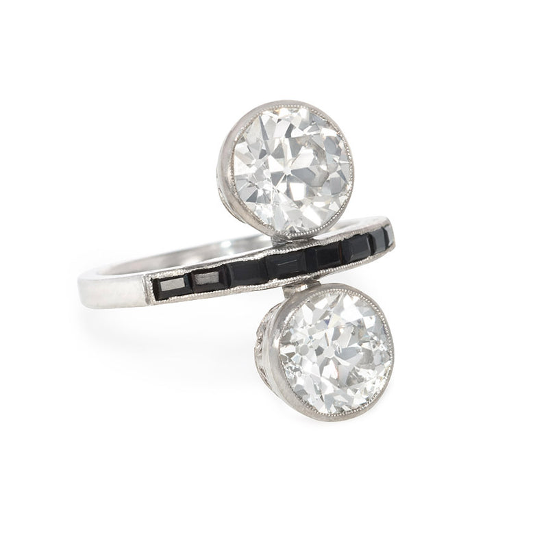 Art Deco two-stone diamond and onyx ring