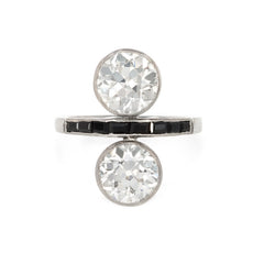 Art Deco two-stone diamond and onyx ring