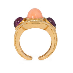 Gold, angel-skin coral, and amethyst ring, Van Cleef and Arpels, Paris