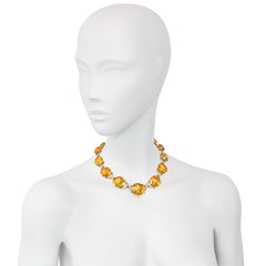 Retro citrine and diamond X-form necklace