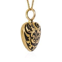Antique gold and enamel heart locket