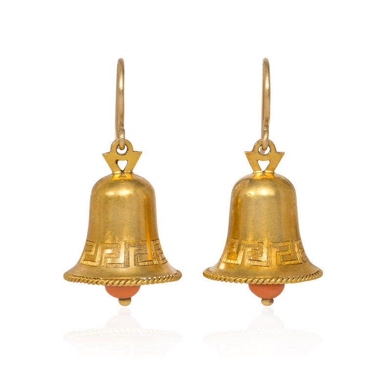 Antique coral bell earrings, in 15k.