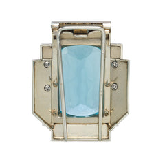 Art Deco platinum and aquamarine clip brooch, France