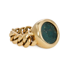 Flexible gold ring set with an ancient Greek coin. Bulgari.