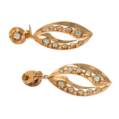 Retro gold and aquamarine pendant earrings