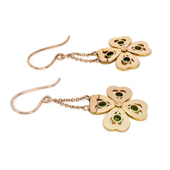 Antique gold and demantoid garnet clover earrings.