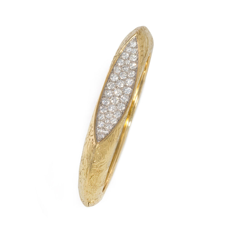 Gold and diamond modernist bangle, Oscar Heyman