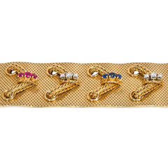 Woven gold and lace gem-set bracelet, Lotos