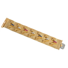 Woven gold and lace gem-set bracelet, Lotos