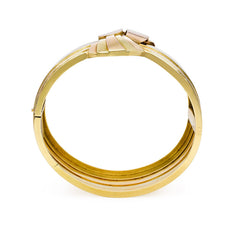 Retro two-color gold knot cuff bracelet, France
