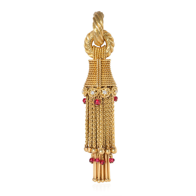 Gold tassel pendant and brooch, Marchak, Paris