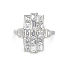 Art Deco vertical diamond plaque ring.