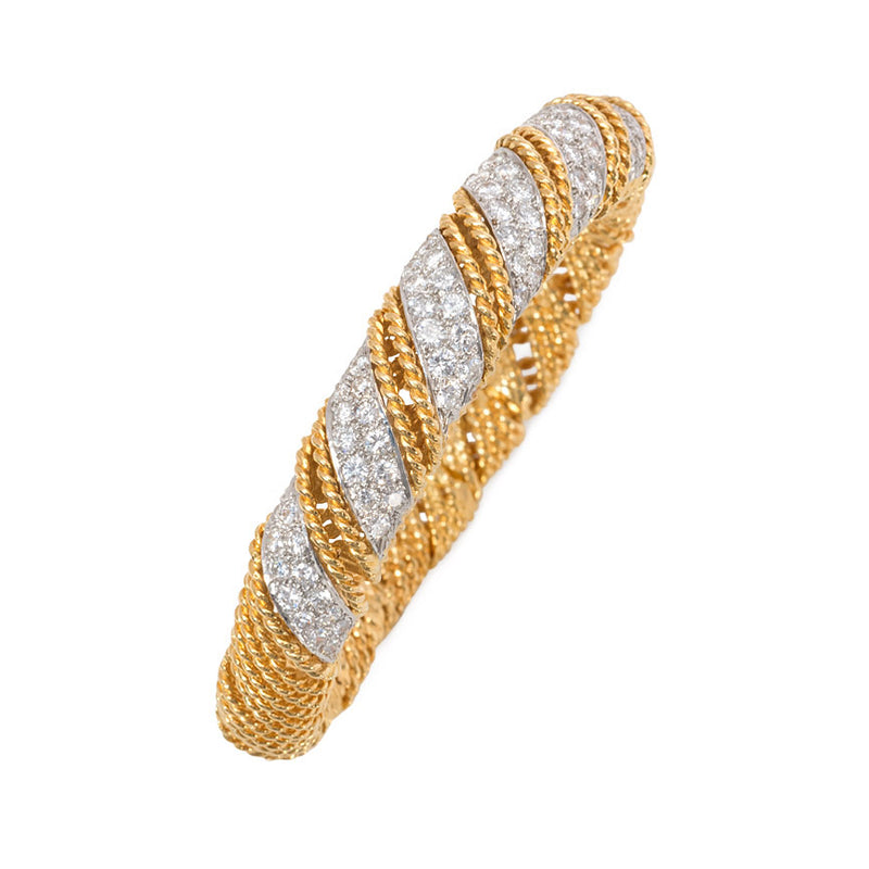 Articulated wrapped gold and diamond bracelet