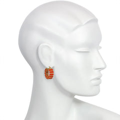 Gold and coral bead hoop earrings, Italy