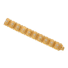 Retro gold and diamond scalloped bracelet