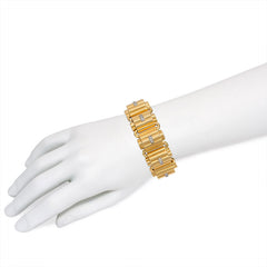 Retro gold and diamond scalloped bracelet