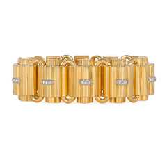 Retro gold and diamond scalloped bracelet