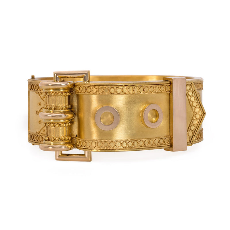 Antique gold buckled cuff bracelet