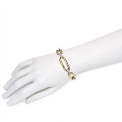 Gold oblong link and diamond bracelet