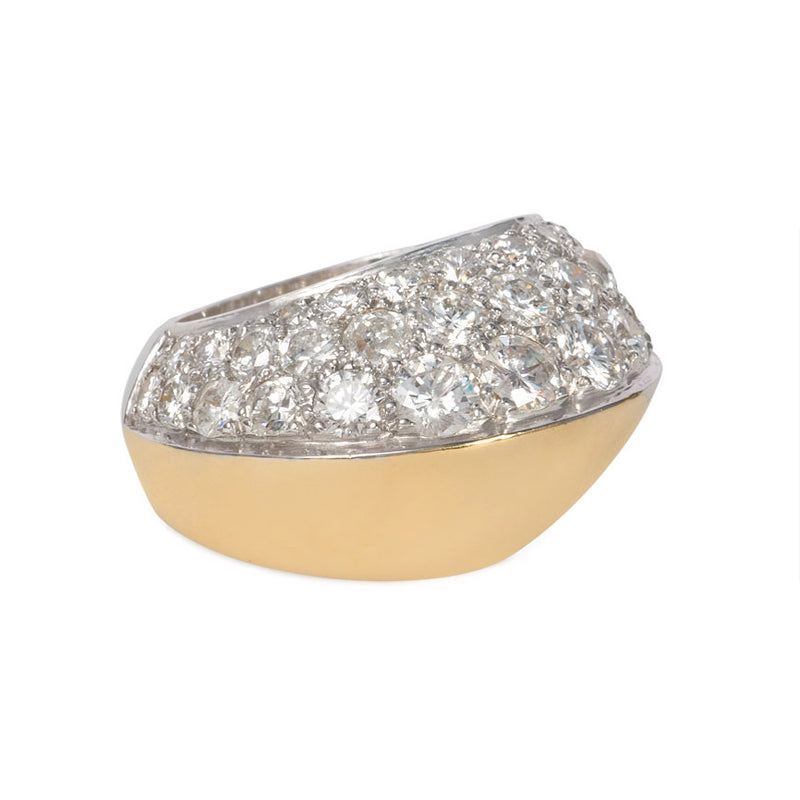 Two-tone bombé gold and diamond ring