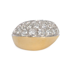 Two-tone bombé gold and diamond ring
