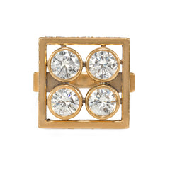 Modernist style gold and diamond ring, Trudel