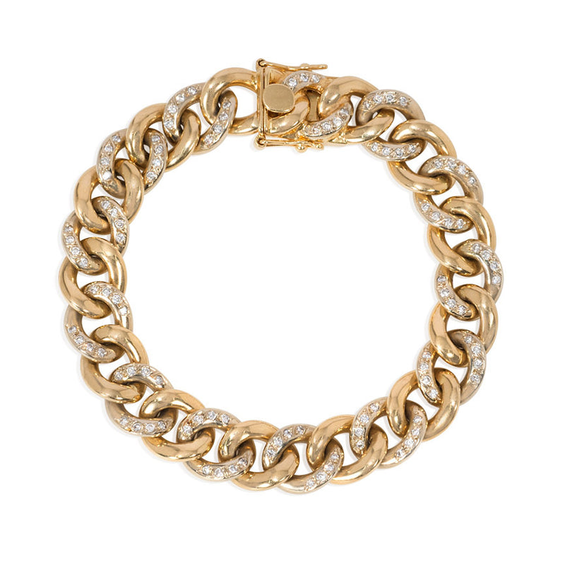 Two-color gold and diamond curblink bracelet, France