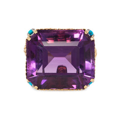 Amethyst, turquoise and diamond cocktail ring, France