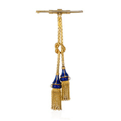 Antique gold and enamel tassel brooch