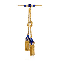 Antique gold and enamel tassel brooch