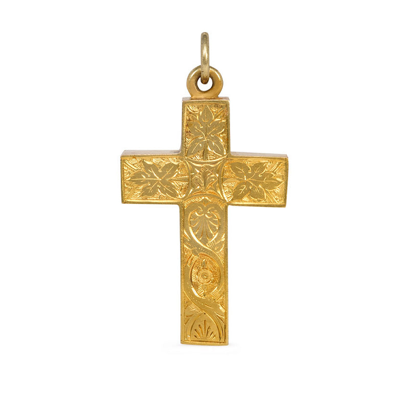 Antique gold cross pendant
