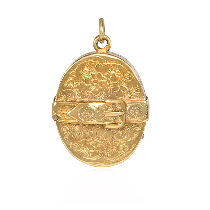Antique gold belt buckle locket
