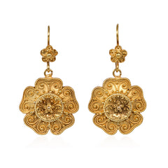 Antique gold flower earrings