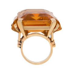 Retro oversized citrine cocktail ring