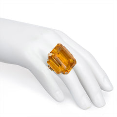 Retro oversized citrine cocktail ring