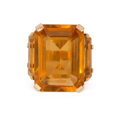 Retro oversized citrine cocktail ring