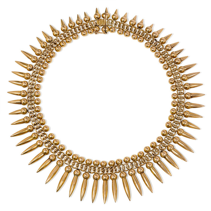 Retro gold fringe necklace