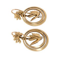 Antique diamond hoop and bird earrings, France.