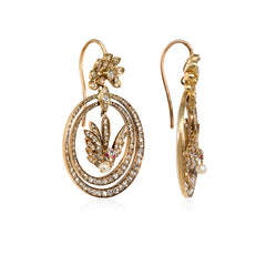 Antique diamond hoop and bird earrings, France.
